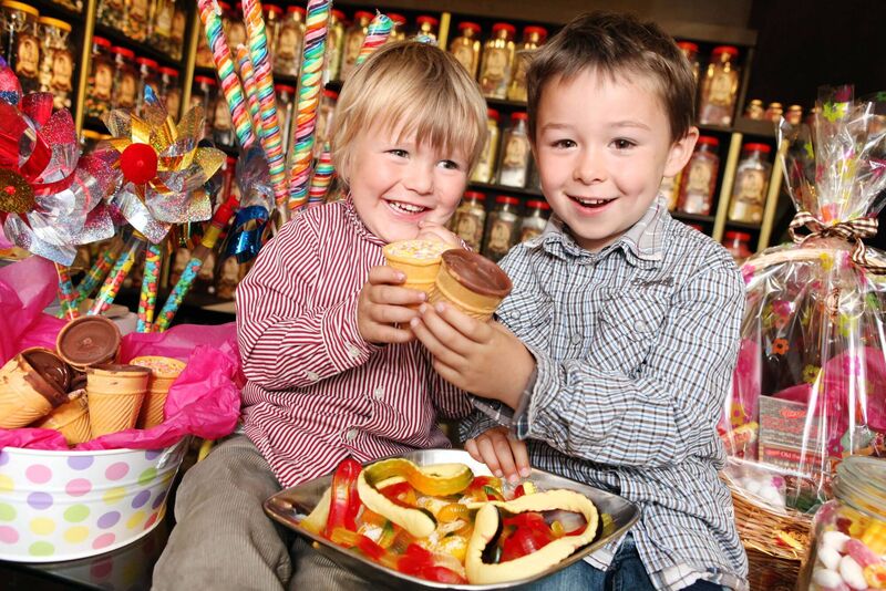 Cousins Noah O'Reilly, 3, from Carrigtwohill and and Joey O'Reilly, 4, from Midleton, pictured enjoying all the delicious sweets on offer in the Aunty Nellie's Sweet Shop in Midleton. Picture: Diane Cusack