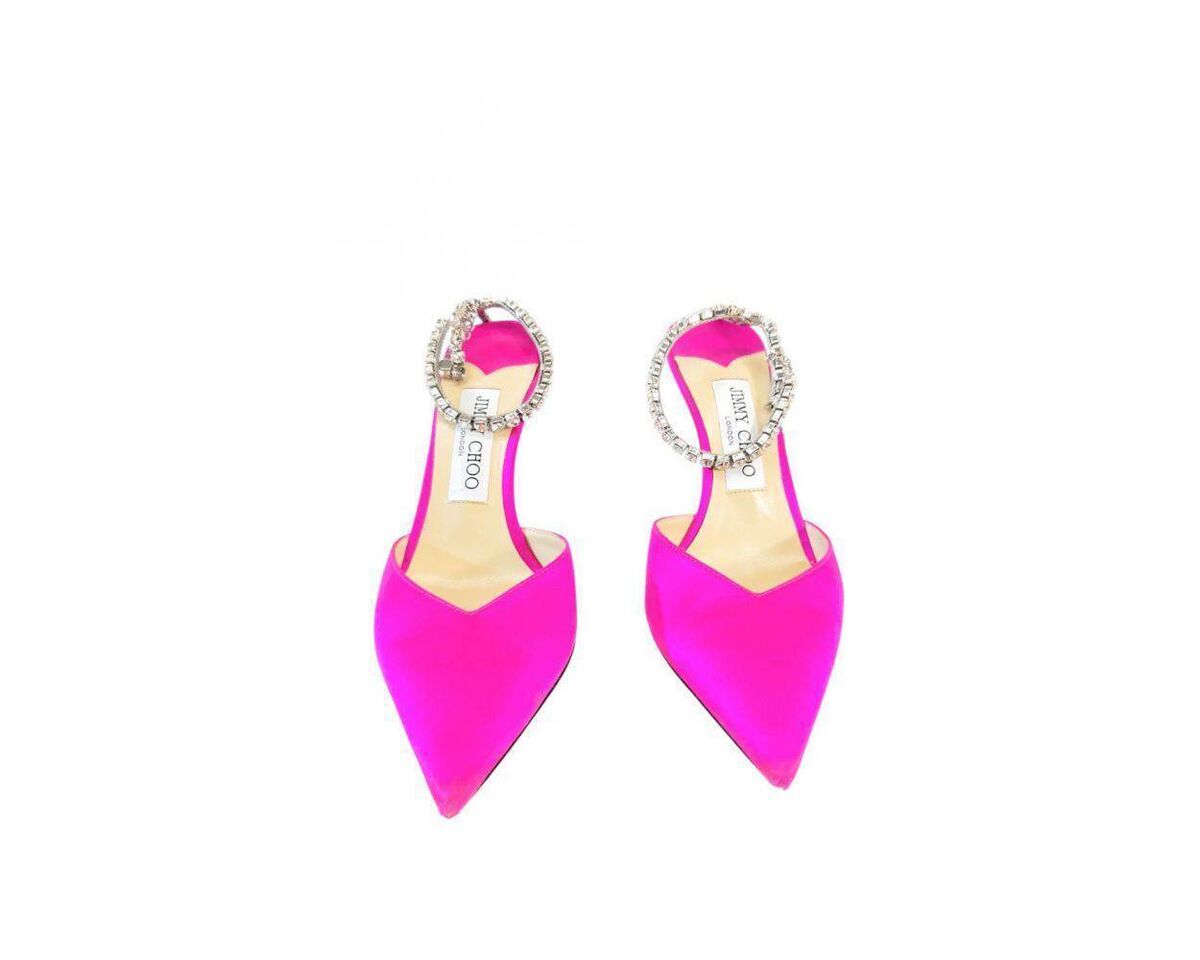 Jimmy Choo pink goat-suede crystal-embellished 100mm pumps €170