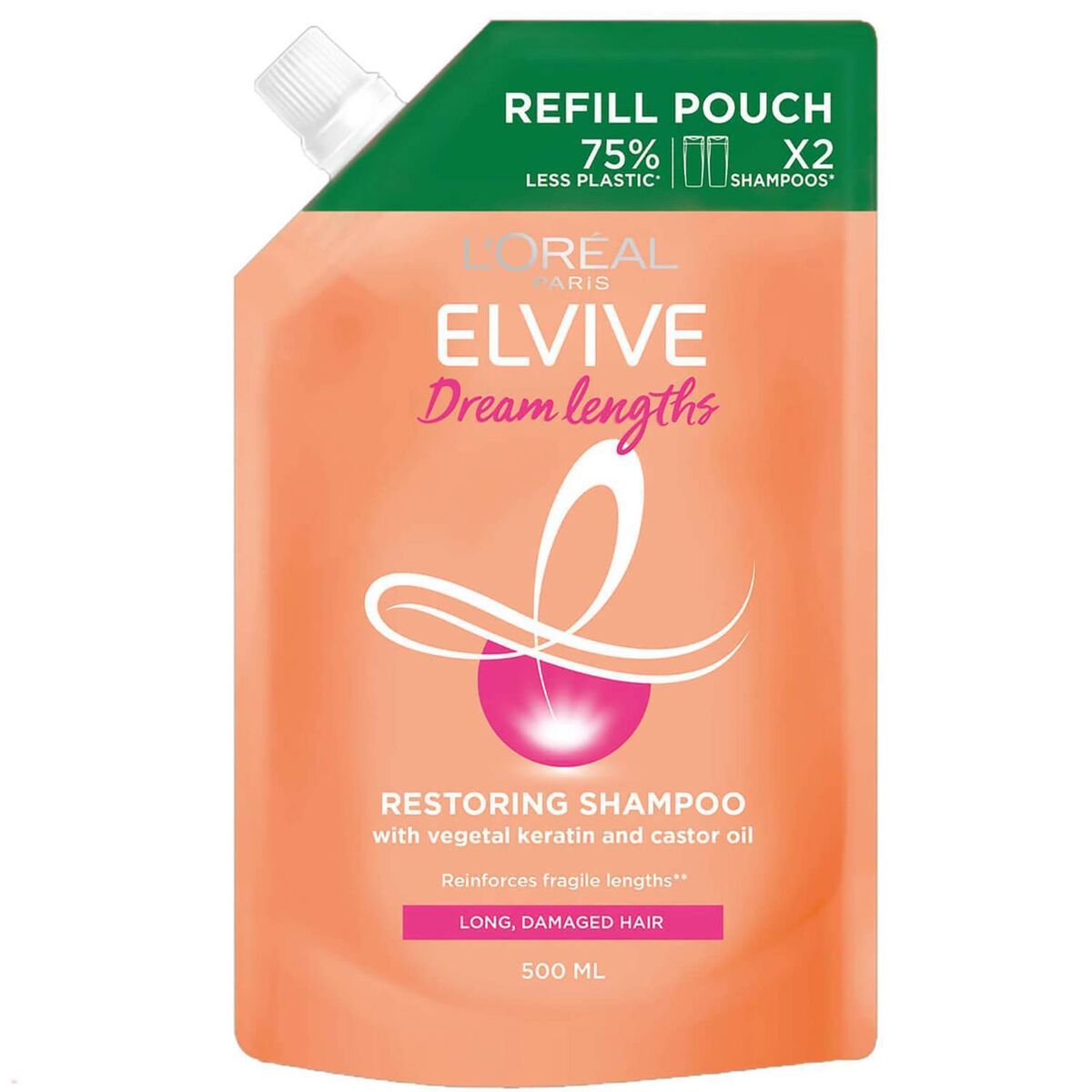 L'Oreal Paris Elvive Dream Lengths Restoring Shampoo pouch
