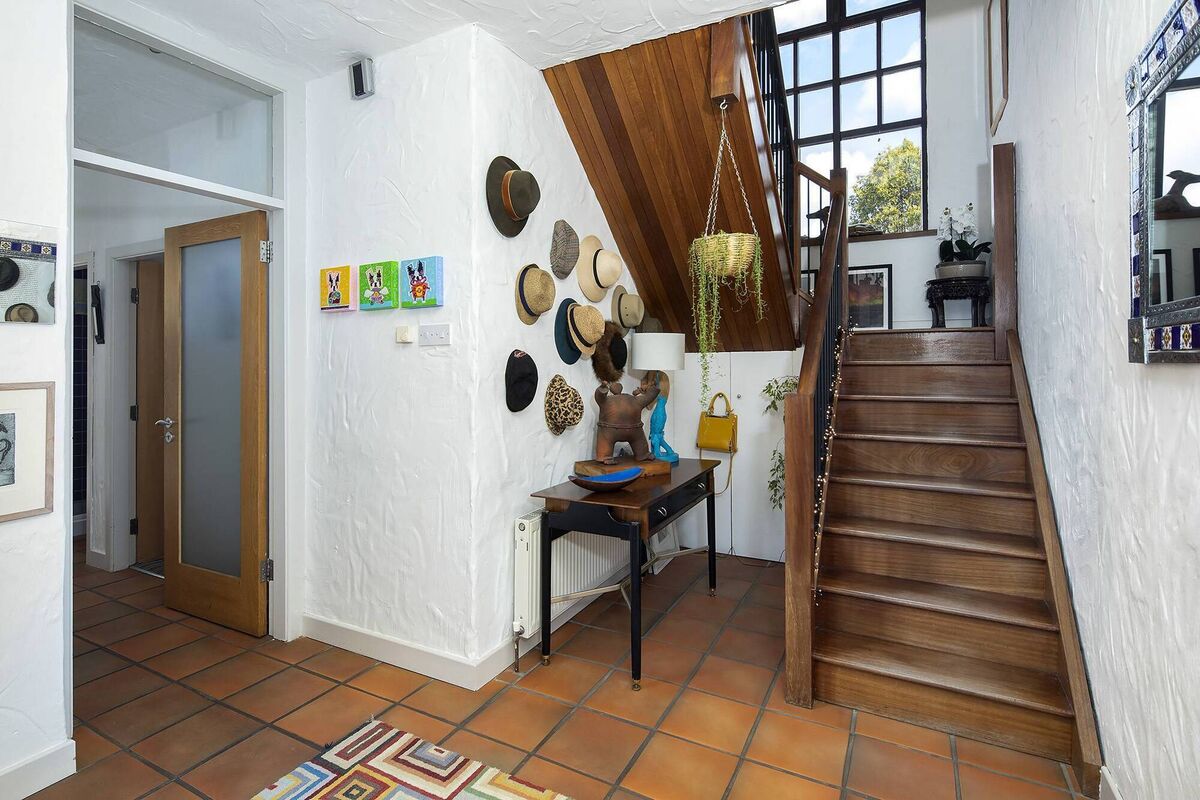 Eye catching hat collection in hallway