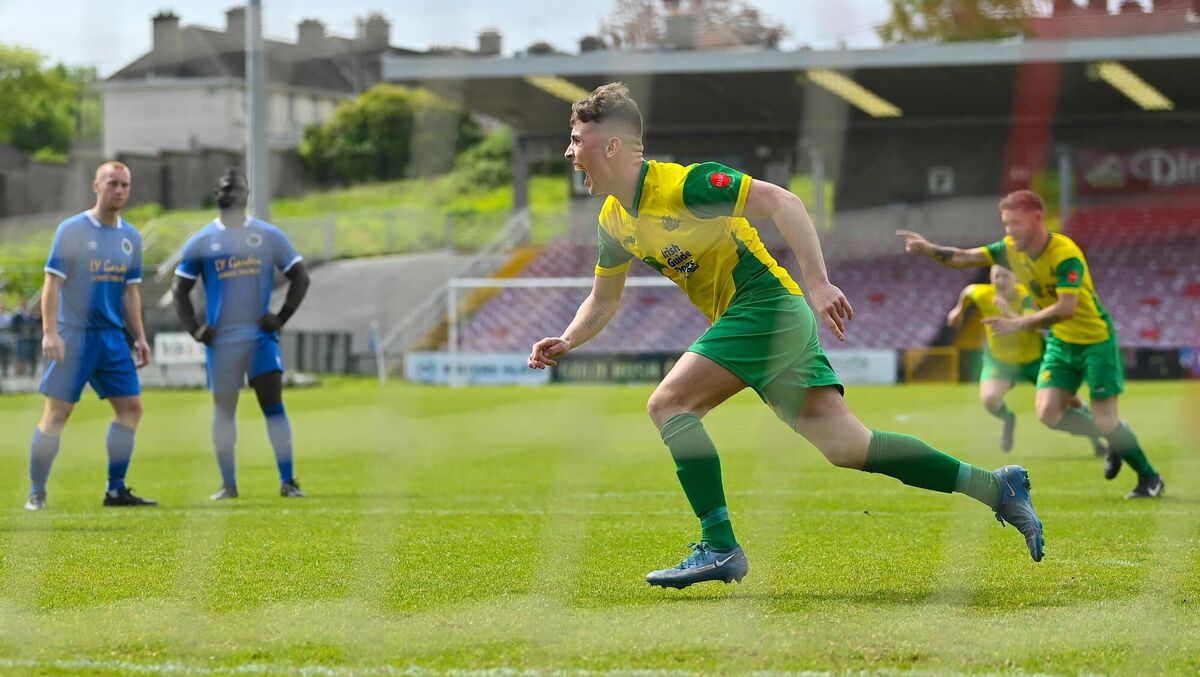 SPOTTER: Eoin Murphy celebrates after opening the scoring from the penalty spot.