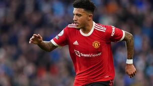 <p>Manchester United winger Jadon Sancho is looking forward to the future (Martin Rickett/PA)</p>