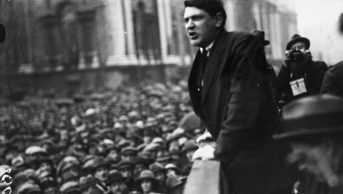 Michael Collins addresses an election meeting circa 1921. Picture: Independent News And Media/Getty Images