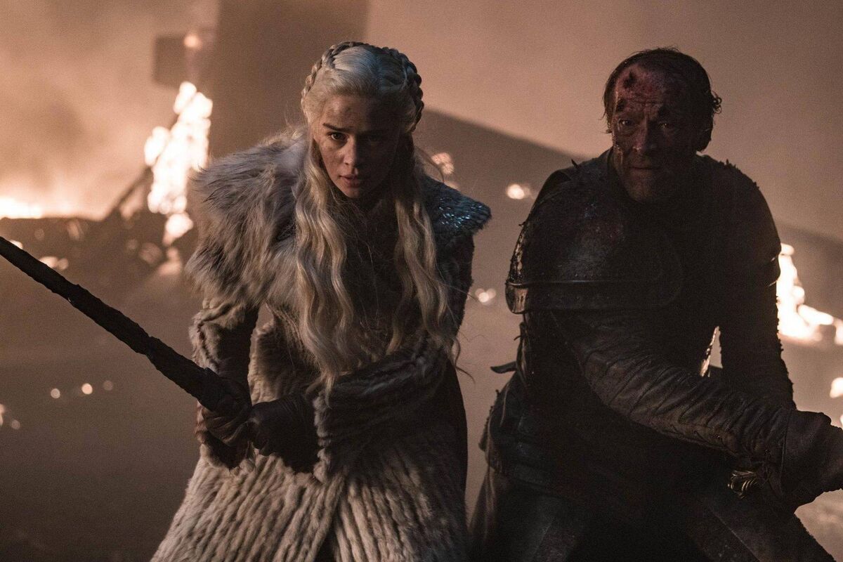 Emilia Clarke and Iain Glen in Game of Thrones. Emilia Clarke and Iain Glen in Game of Thrones.