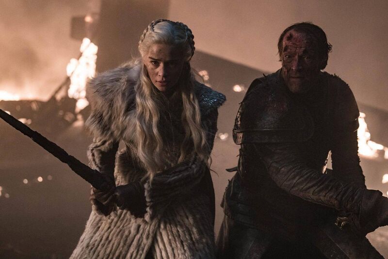Emilia Clarke and Iain Glen in Game of Thrones. Emilia Clarke and Iain Glen in Game of Thrones.