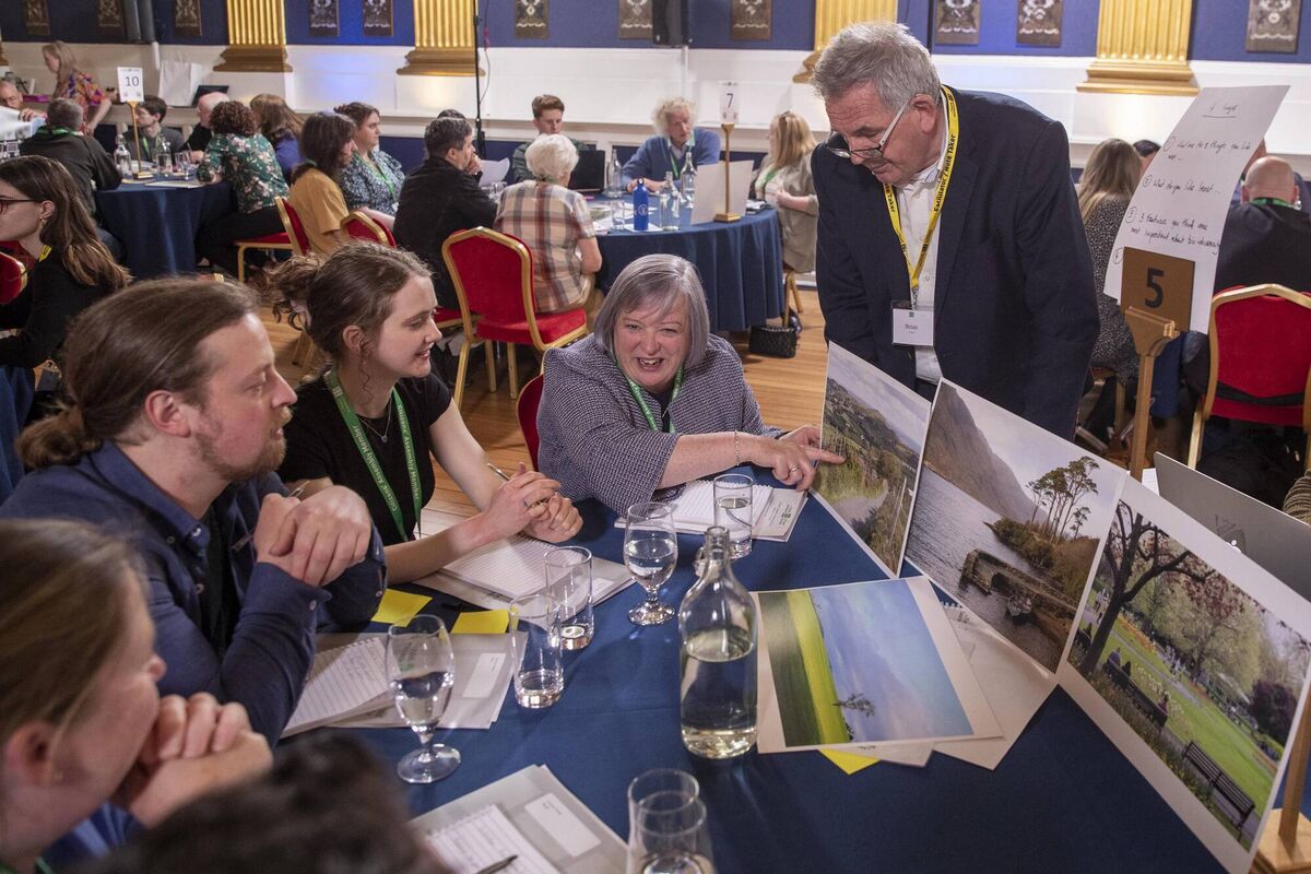 Members of the Citizens’ Assembly on Biodiversity Loss, partake in a round table discussion during the Assembly’s inaugural meeting in Dublin Castle, Saturday 14 May. Picture: Maxwells