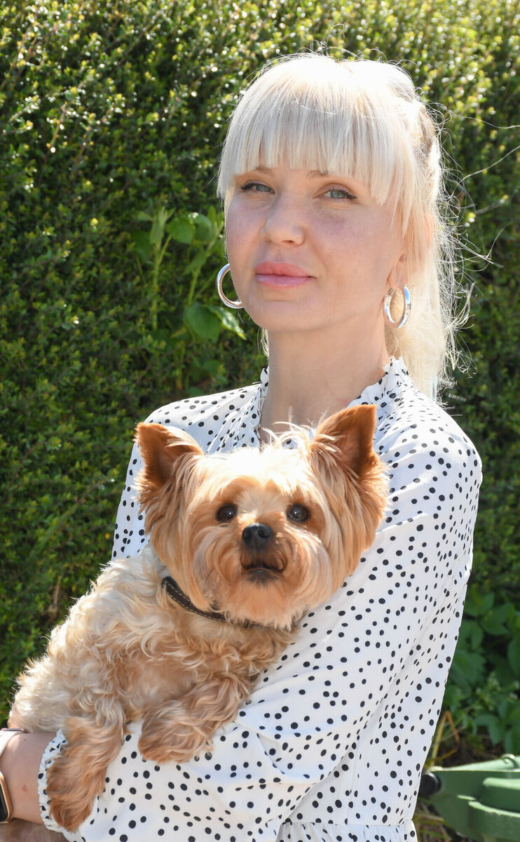 Svetlana Sidenko with her dog, Frank