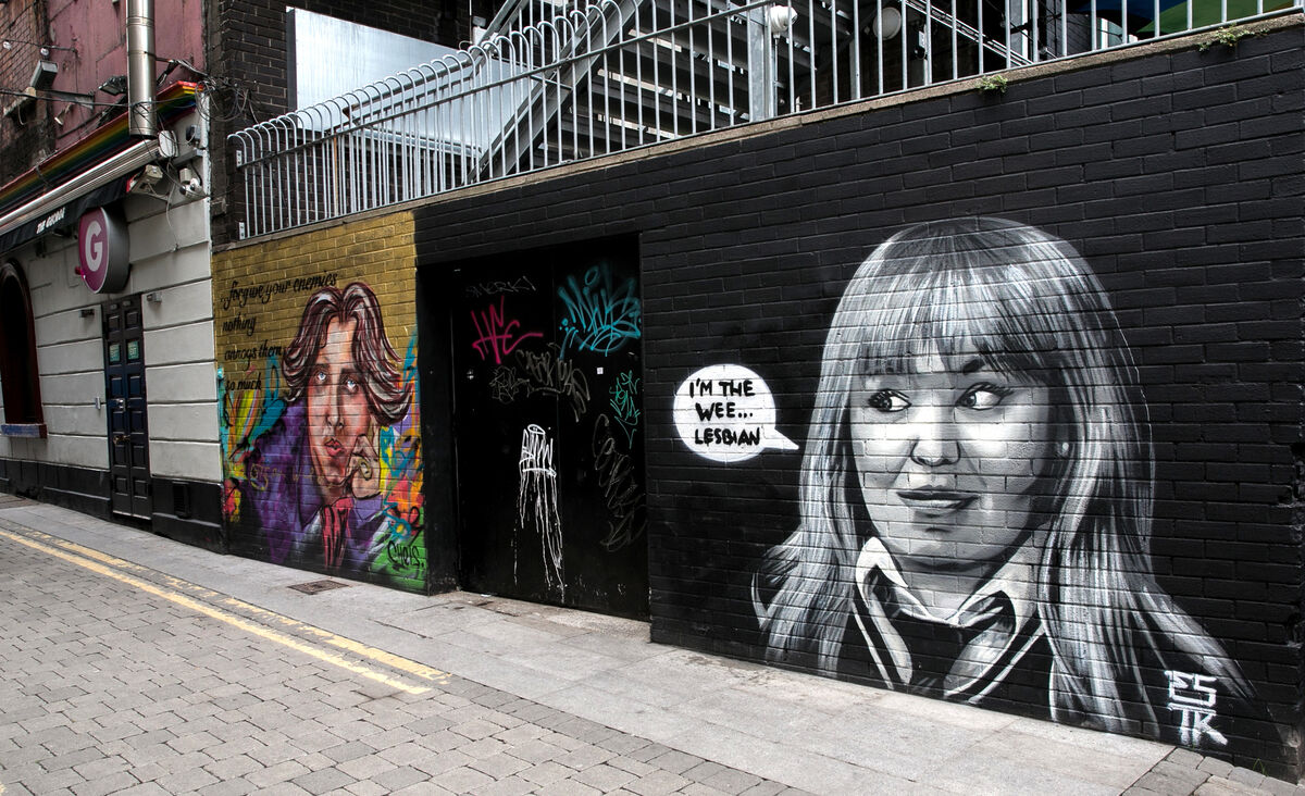  Nicola Coughlan is immortalised forever as the “wee lesbian” of Derry Girls with the mural outside the Dublin gay bar The George. Picture: Gareth Chaney /Collins Photos