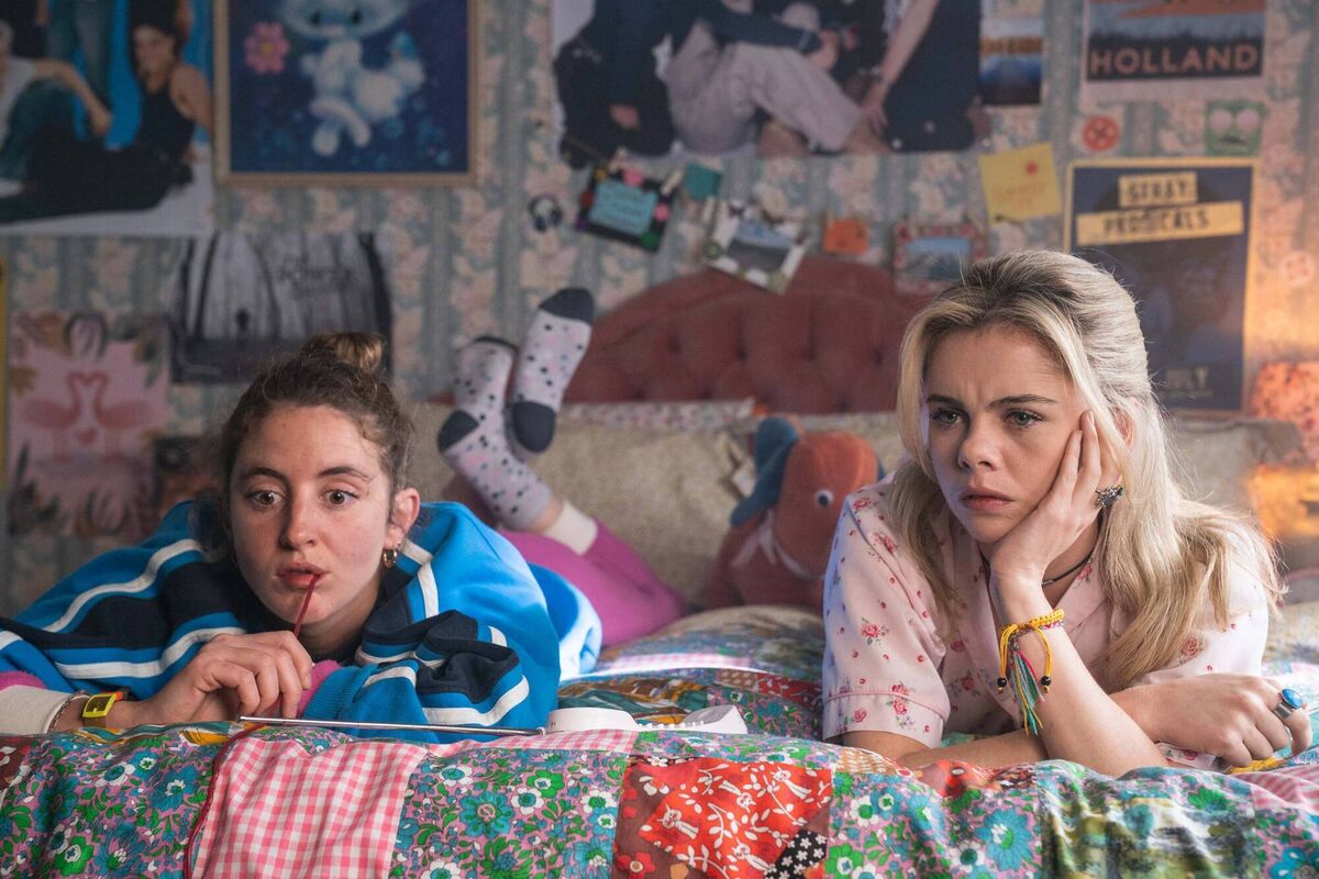 Orla Mccool (Louisa Clare Harland), (Erin Quinn (Saoirse Monica Jackson) in 'Derry Girls'.