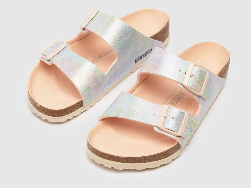 Birkenstock silver ‘Arizona’ vegan sandals, Schuh, €94 Birkenstock silver ‘Arizona’ vegan sandals, Schuh, €94