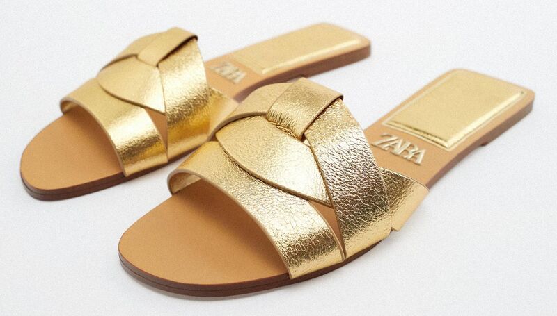Flat leather criss-cross strap sandals, Zara, €29.95 Flat leather criss-cross strap sandals, Zara, €29.95