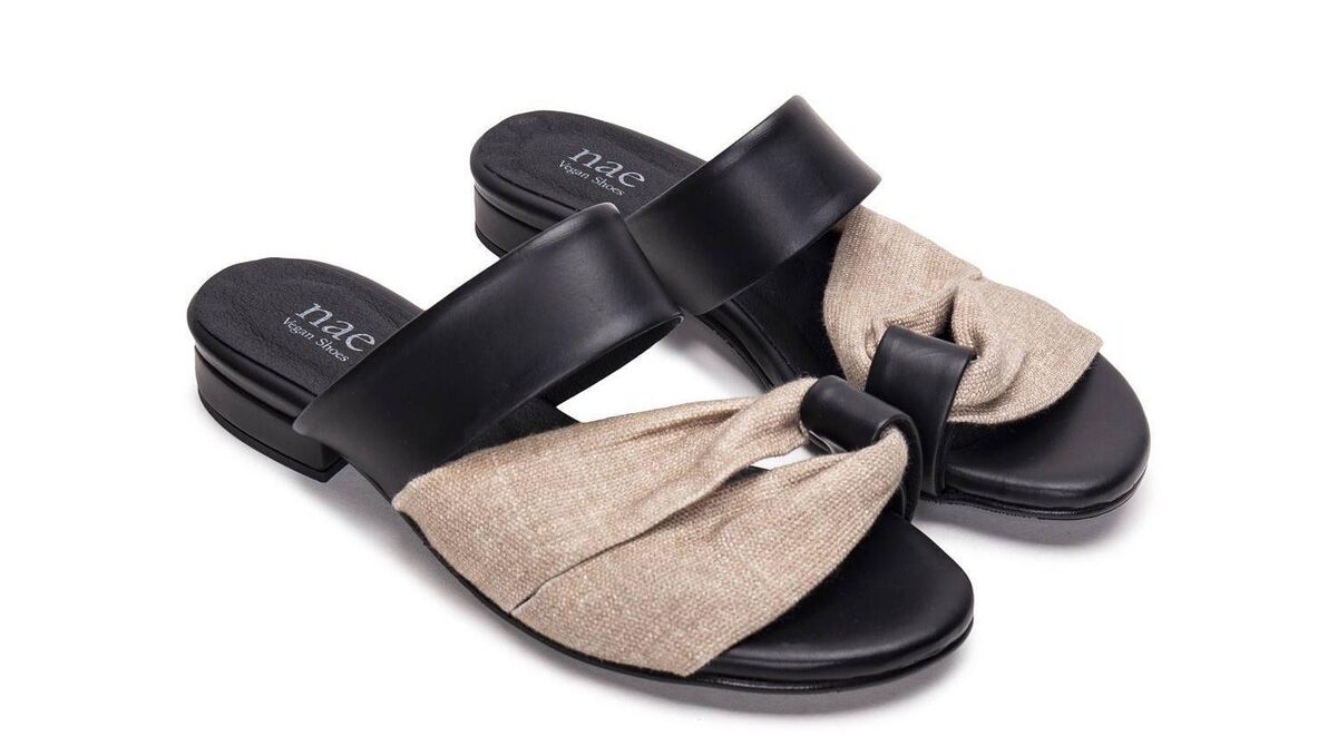 ‘Jabel Apple’ vegan flat backless sandals, Nae Vegan Shoes, €95 ‘Jabel Apple’ vegan flat backless sandals, Nae Vegan Shoes, €95