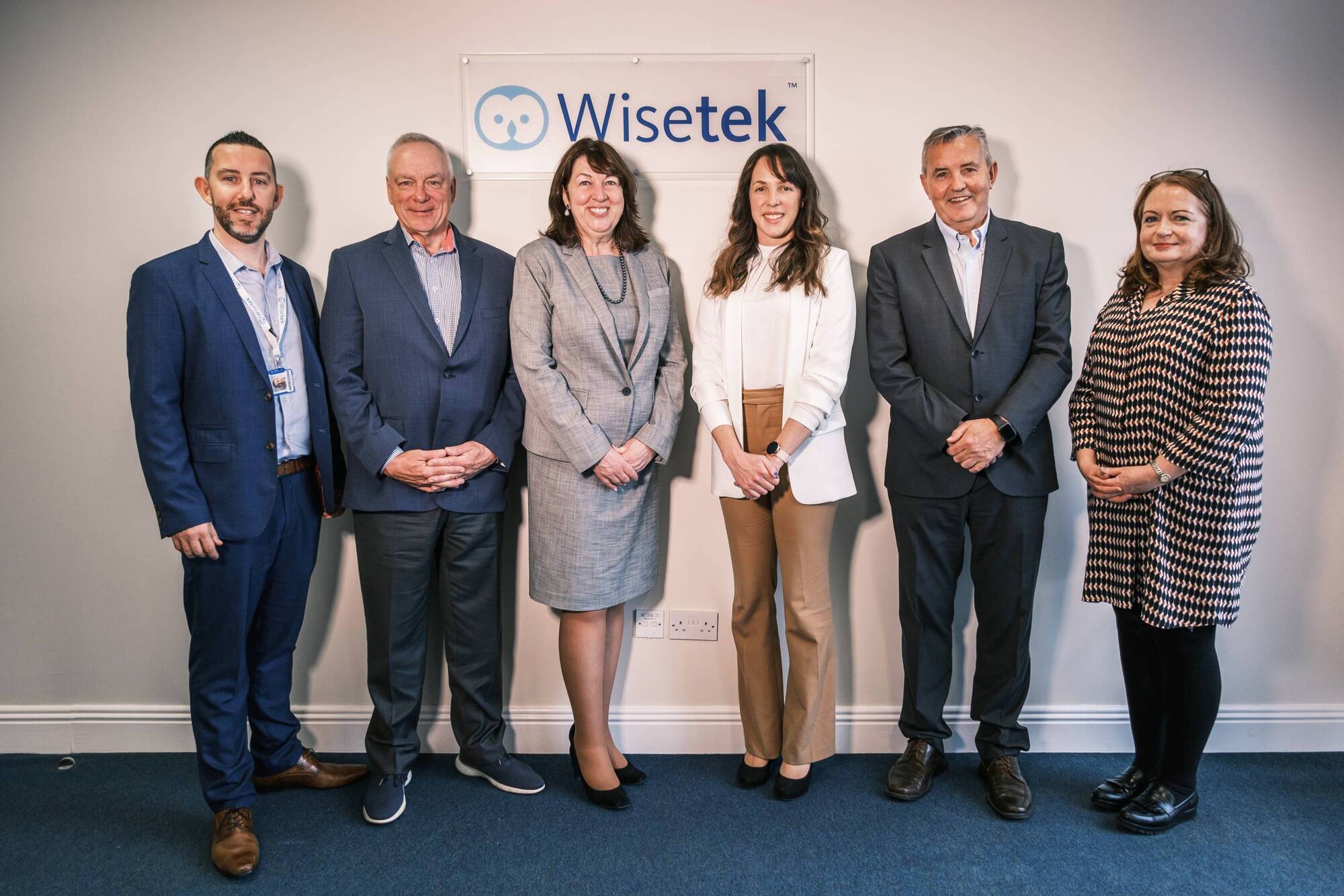 Gary McCarthy, Wisetek Director of Global Sales Operations; Ray Cronin; Claire Cronin, US Ambassador to Ireland; Mairéad O’Leary, Wisetek Group Reporting and Margin Manager; Sean Sheehan, Wisetek CEO and Finola Cunningham, Senior Commercial Representative, US Commercial Service as the US Ambassador visited the Cork Wisetek facility.