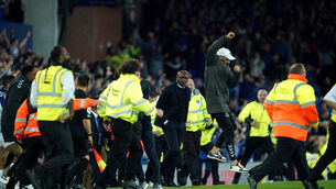 <p>Patrick Vieira will not face any punishment from the FA for his altercation with a fan on the Goodison Park pitch last week (Peter Byrne/PA)</p>