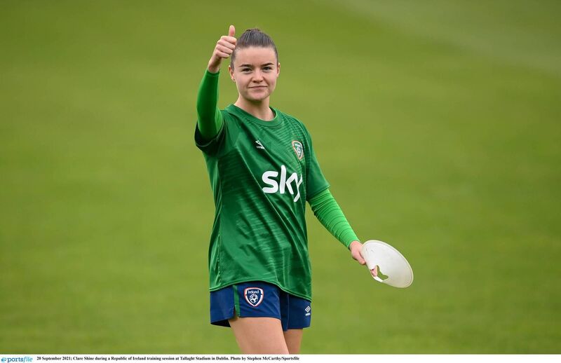 20 September 2021; Clare Shine during a Republic of Ireland training session at Tallaght Stadium in Dublin. Photo by Stephen McCarthy/Sportsfile