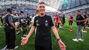 <p>La Rochelle Head Coach Ronan O'Gara celebrates. Mandatory Credit ©INPHO/Billy Stickland</p>