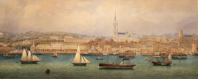 A panoramic view of Queenstown (Cobh), 1877. Collection Crawford Art Gallery, Cork. By Robert Lowe Stopford