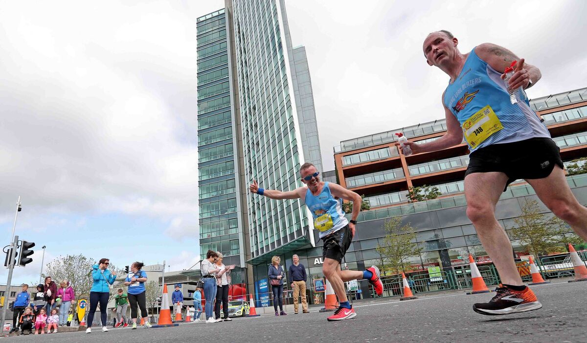Trevor Edwards and Brian Newman, both Bweeng Trail Blazers, out on course at the 2019 Cork City Marathon. Trevor Edwards and Brian Newman, both Bweeng Trail Blazers, out on course at the 2019 Cork City Marathon.