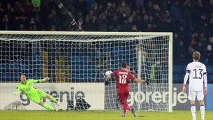 <p>Henrikh Mkhitaryan of Armenia scores his team's first goal during the 2022 FIFA World Cup Qualifier match between Armenia and Germany at Vazgen Sargsyan Republican Stadium on November 14, 2021 in Yerevan, . (Photo by Hrach Khachatryan/DeFodi Images via Getty Images)</p>