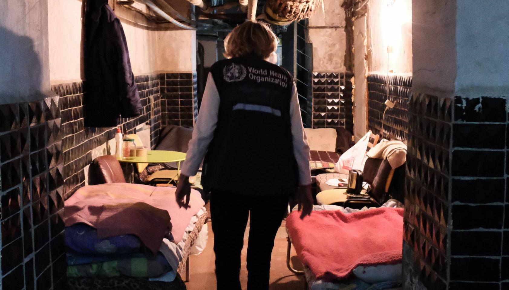 A makeshift hospital has been set up in a bunker in Ukraine. Picture: WHO Newsroom