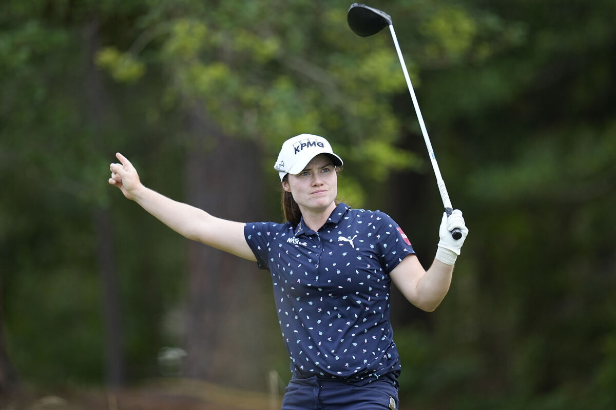 Leona Maguire watches her shot off the second tee during the second round of the US Women's Open at Pine Needles Lodge &amp; Golf Club in North Carolina. Picture: Steve Helber/AP