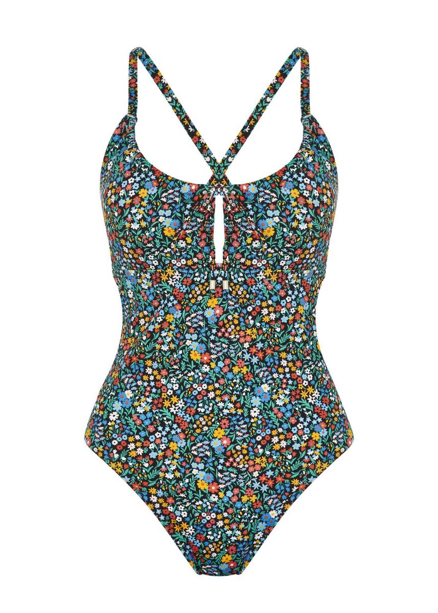 M&S Collection floral padded scoop neck swimsuit, M&S, €40. M&S Collection floral padded scoop neck swimsuit, M&S, €40.