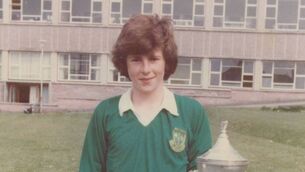 <p>Tadhg Coakley with the Harty Cup and Dr Croke Cup. "An All-Ireland final qualifies as serious stakes, even at secondary-school level. There were thousands of people at the game and it was in Semple Stadium. And the opposition was Kilkenny."</p>