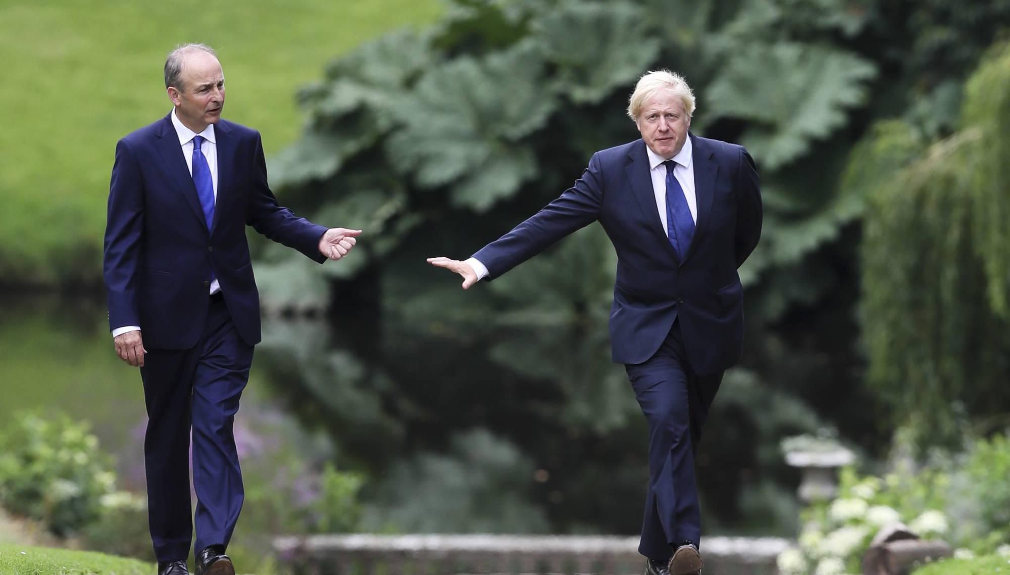 UK prime minister Boris Johnson and An Taoiseach Micheál Martin during discussions on the British-Irish relationship last year in Northern Ireland. Picture: Brian Lawless/Press Association