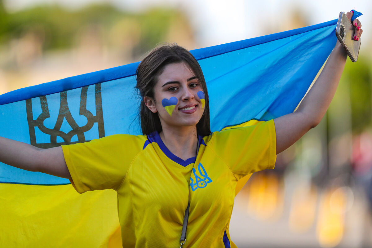 Ukraine fan Sofia Ostapiv at the UEFA Nations League Group B1 match at the Aviva Stadium. Picture: INPHO/Bryan Keane