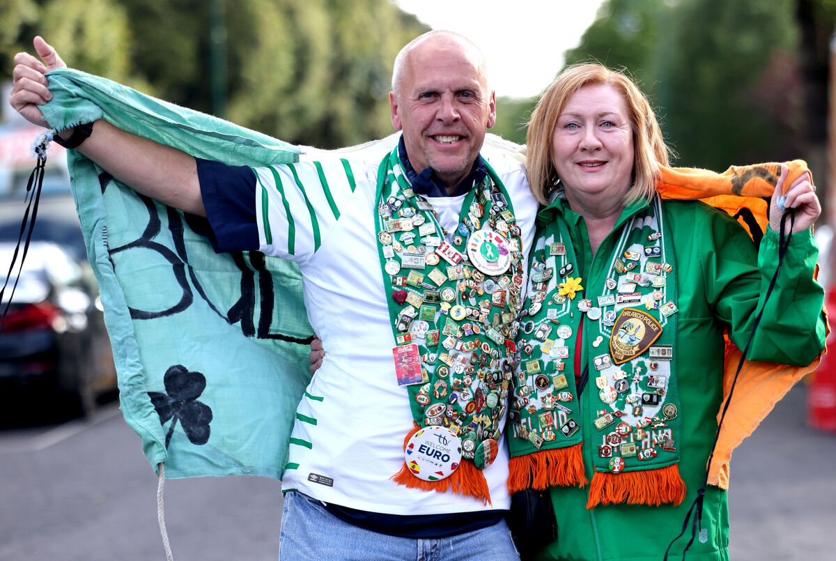 Bevil and Teresa Dunne from Ballymore, Westmeath making their way into the Aviva Stadium ahead of the UEFA Nations League Group B1 game against Ukraine. Picture: INPHO/James Crombie