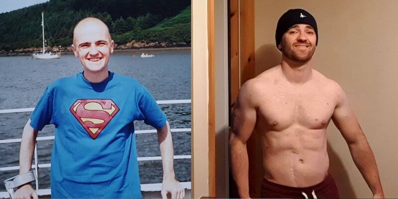 Brian Tobin in 2002, left, and today. 