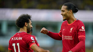 <p>Mohamed Salah and Virgil Van Dijk were among the six Liverpool players recognised in the PFA Premier League team (Joe Giddens/PA)</p>
