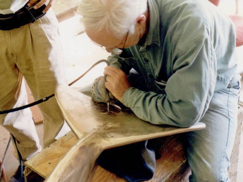 Bud Bottoms at work in California on his sculpture of Fungie, before it was shipped to Dingle. Picture courtesy of Carole Ann Bottoms