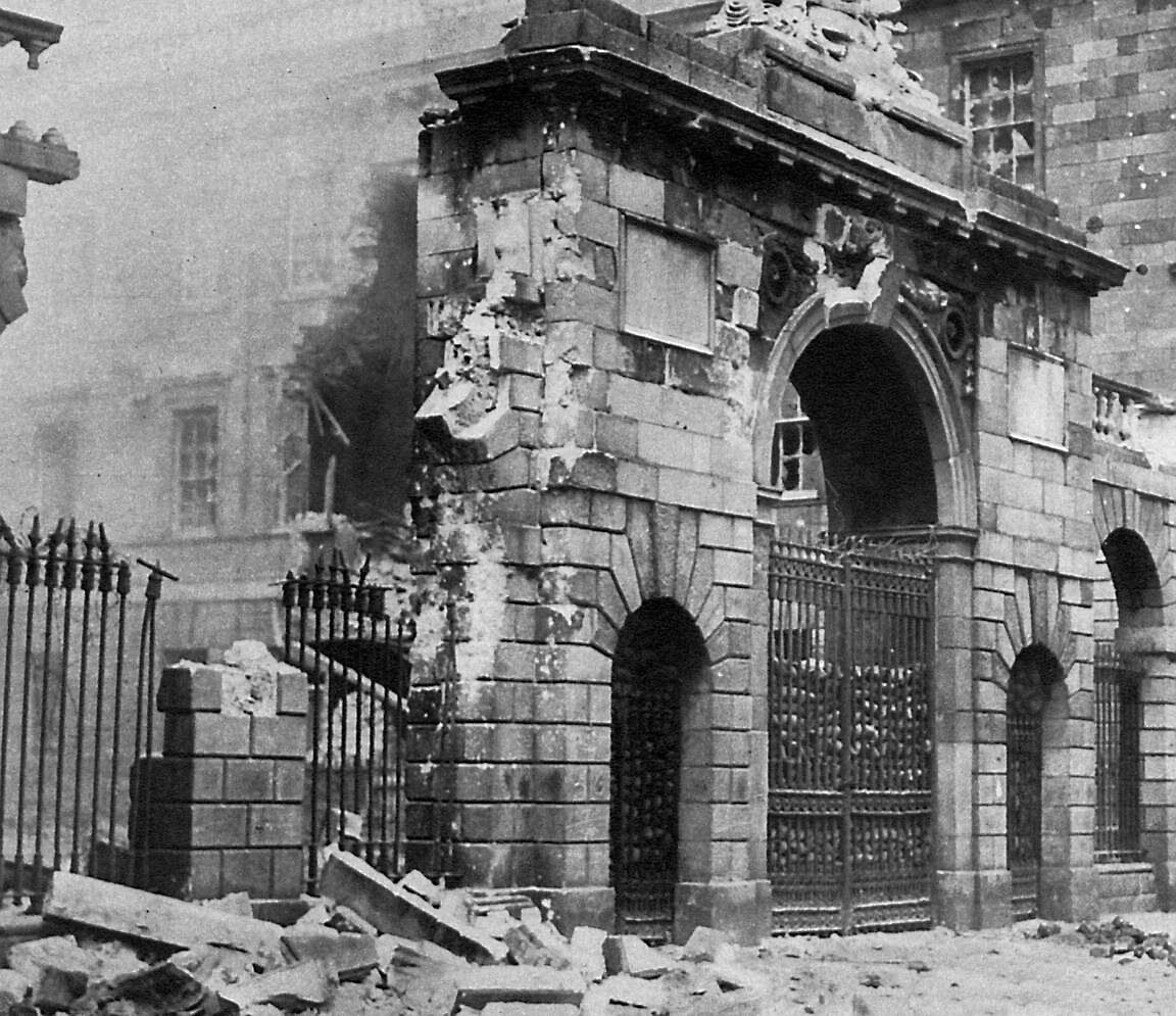The Four Courts bombarded. Picture: Print Collector/Getty Images.