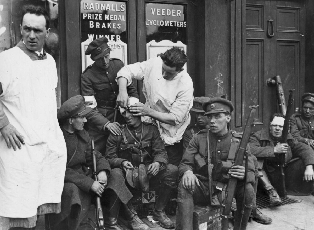 Doctors attend to wounded soldiers following the shelling of the Four Courts during the Civil War in June 1922. Picture: Topical Press Agency/Getty Images
