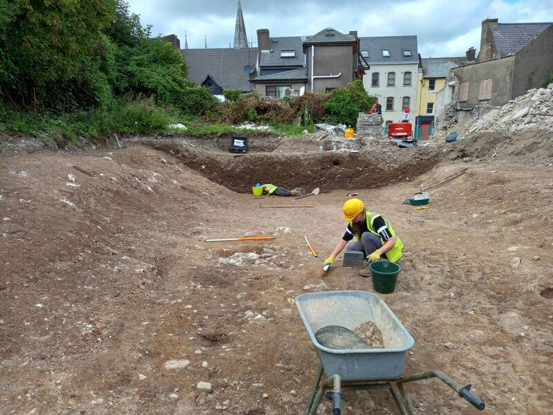 Archaeologists Martin O ‘Leary and Deirbhile Lynch, of John Cronin and Associates, working on the excavation of the 1,000-year-old defensive ditch on the site of the former Nancy Spains pub on Barrack St, Cork. Picture: John Cronin and Associates Archaeologists Martin O ‘Leary and Deirbhile Lynch, of John Cronin and Associates, working on the excavation of the 1,000-year-old defensive ditch on the site of the former Nancy Spains pub on Barrack St, Cork. Picture: John Cronin and Associates