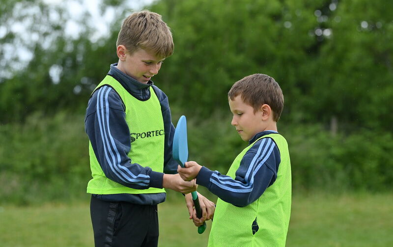 St Oliver's National School students Cian Hegarty, left, and Eryk McGrath. Picture: Brendan Moran/Sportsfile