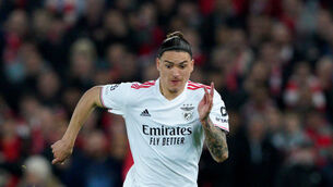 Benfica striker Darwin Nunez has signed for Liverpool for a potential club-record fee (Peter Byrne/PA)
