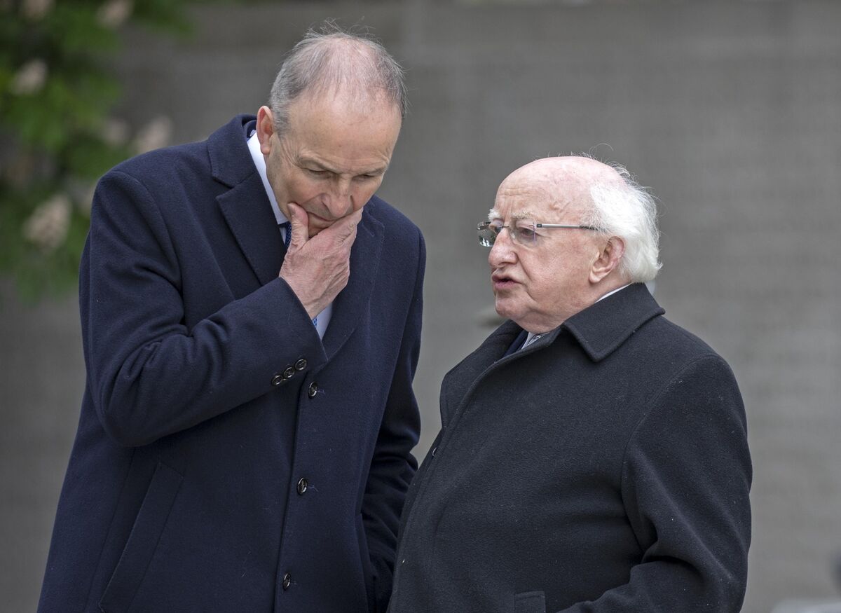President Michael D Higgins and Taoiseach  Michael Martin at the Arbour Hill Commemoration Ceremony in May. Mr Martin said it is 'not appropriate' for him to 'engage in any debate with the President'. Picture: Colin Keegan/Collins Dublin