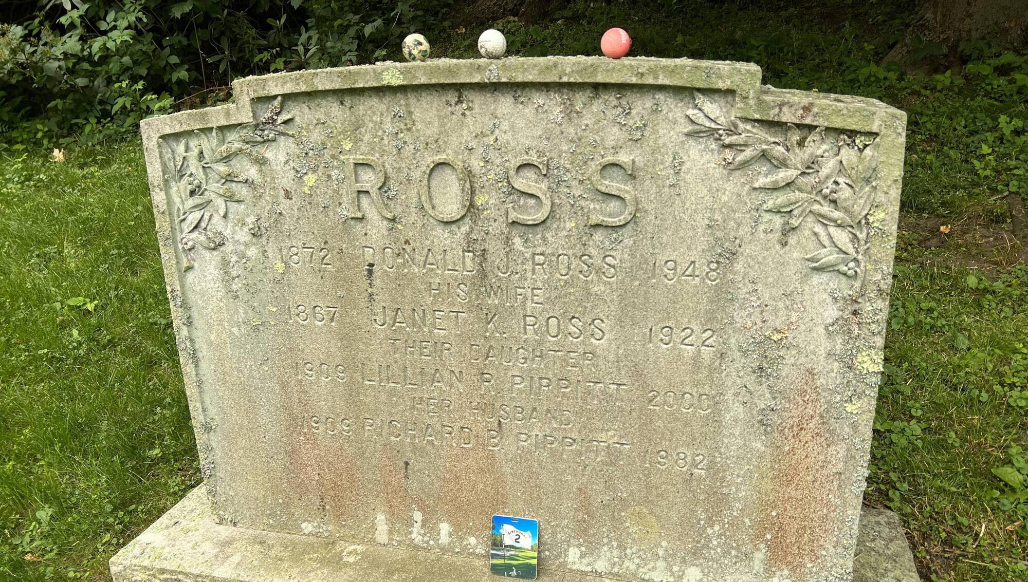 Where he lies: Golf architect Donald Ross is buried nearby Brookline's Country Club in the same cemetery as Edward "Stimpmeter" Stimpson. 