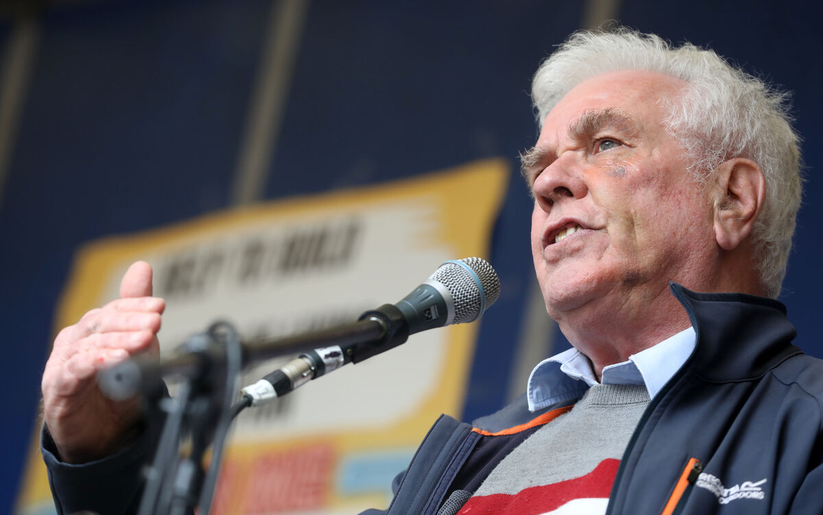 Fr Peter McVerry speaking during the Cost of Living protests outside the Dail Dublin. Picture: Leah Farrell/RollingNews.ie