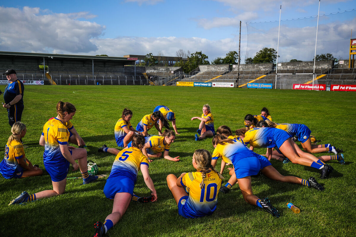 Warming down after warming up: The Clare team after their comeback against Dublin in Ennis.