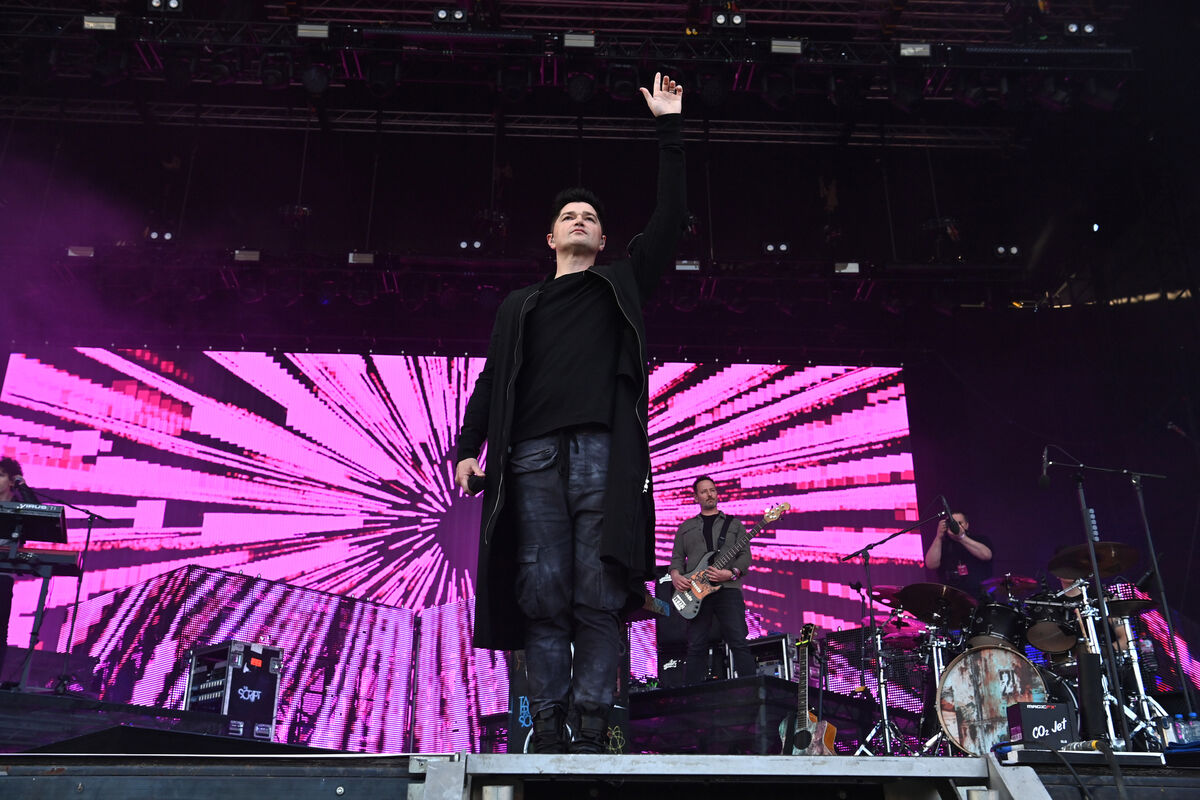  Lead vocalist and keyboardist Danny O’Donoghue of The Script on stage at Musgrave Park.  