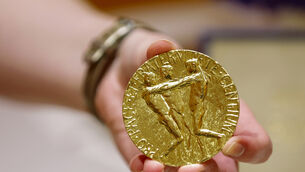 The Nobel Peace Prize that Russian journalist Dmitry Muratov auctioned off to raise money for Ukraine’s child refugees has sold for 103.5 million dollars (£84.5m), shattering the old record for a Nobel (Eduardo Munoz Alvarez/AP) The Nobel Peace Prize that Russian journalist Dmitry Muratov auctioned off to raise money for Ukraine’s child refugees has sold for 103.5 million dollars (£84.5m), shattering the old record for a Nobel (Eduardo Munoz Alvarez/AP)