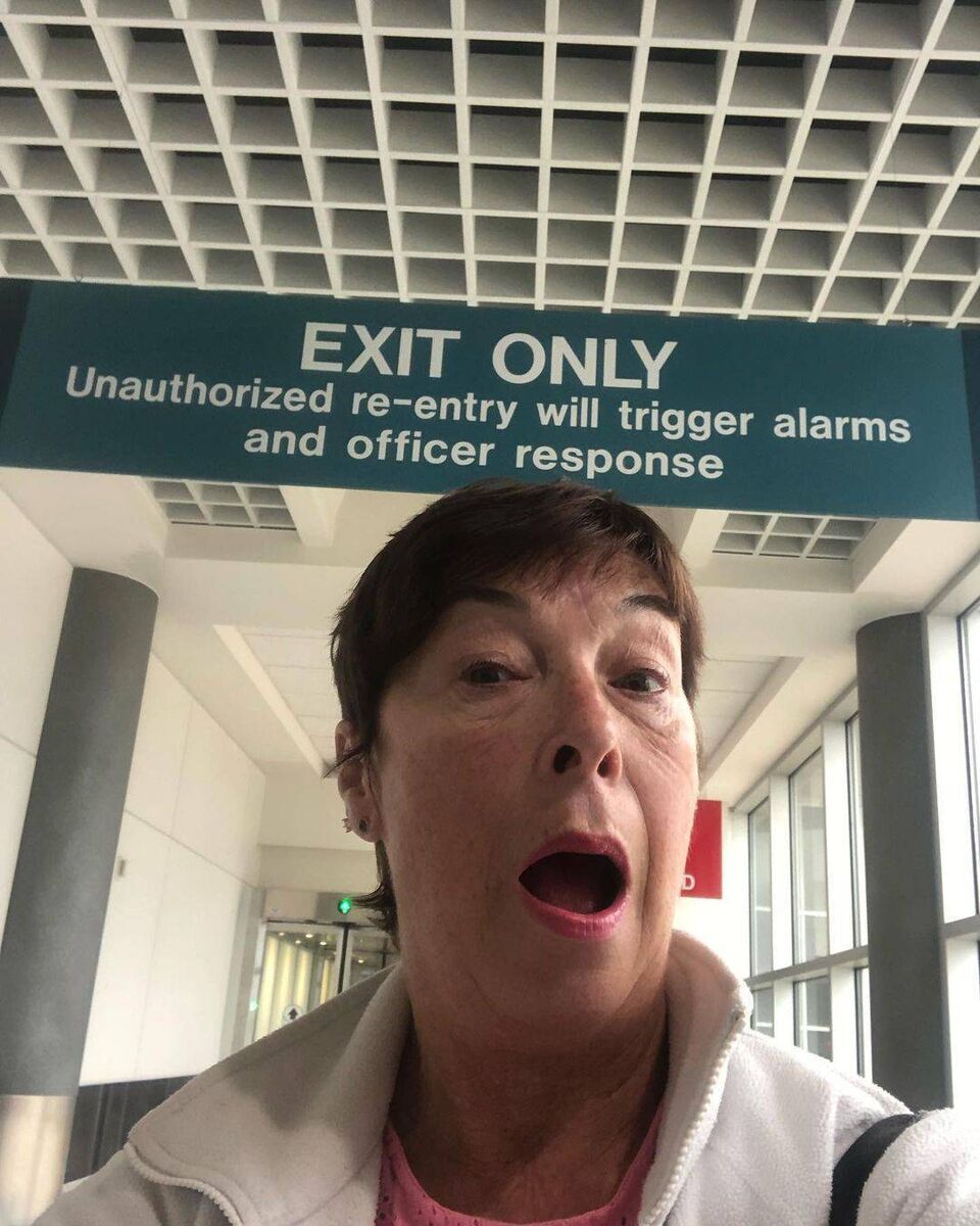 Fiona Griffin at Gatwick Airport, London, on her way to the States