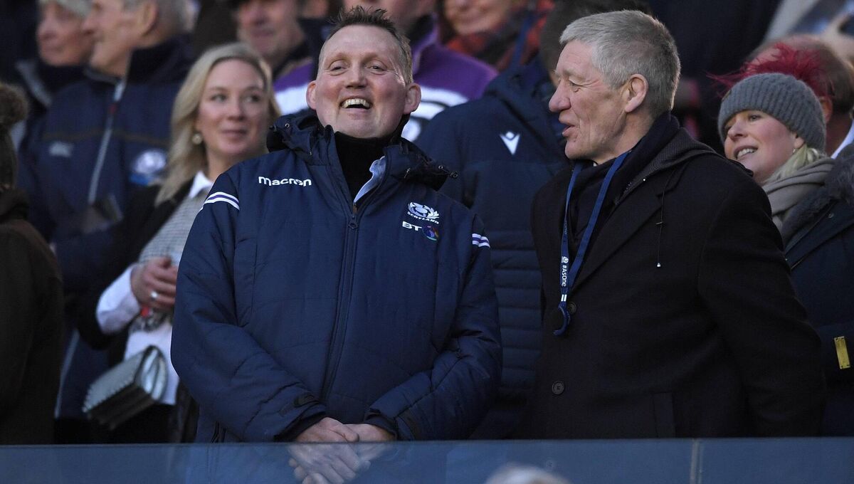 Doddie Weir and former Scotland colleague John Jeffrey share a joke at Murrayfield in 2020 Doddie Weir and former Scotland colleague John Jeffrey share a joke at Murrayfield in 2020