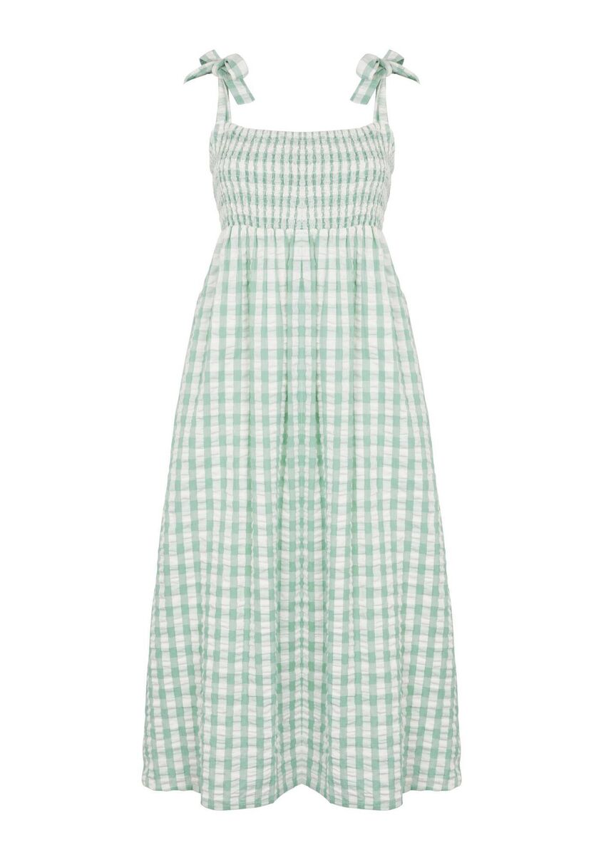 M&amp;S Collection pure cotton gingham square neck midi dress, M&amp;S, €47.50