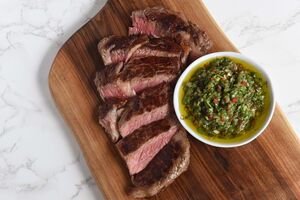 Rib-eye steak with chimichurri sauce