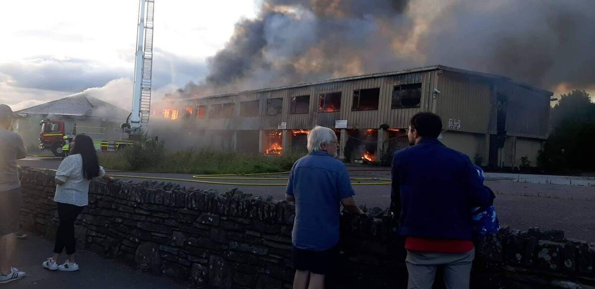 Leesiders watch on as firefighters battle the blaze