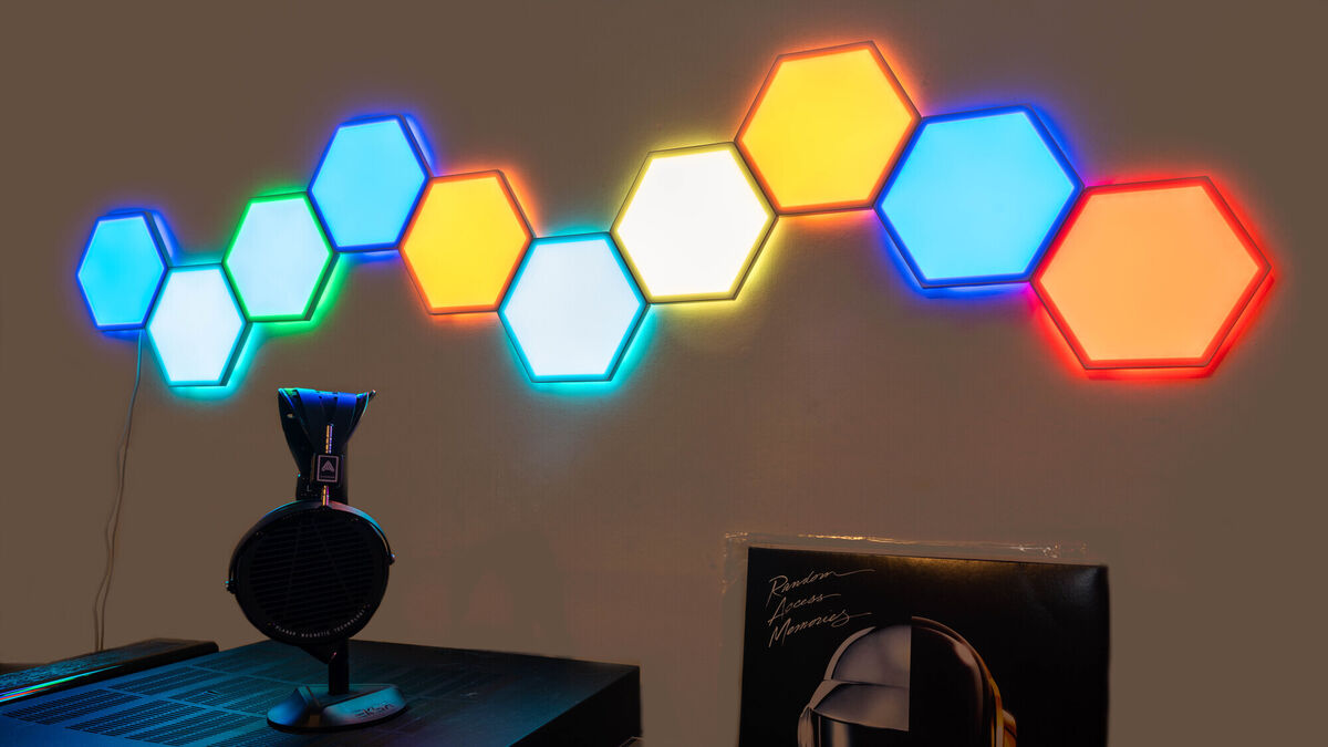 Govee Glide Hexa Light Panels can be designed into any shape. Picture Noel Campion Govee Glide Hexa Light Panels can be designed into any shape. Picture Noel Campion